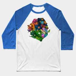 Spirograph Patterned Sierra Leone Provinces Map Baseball T-Shirt